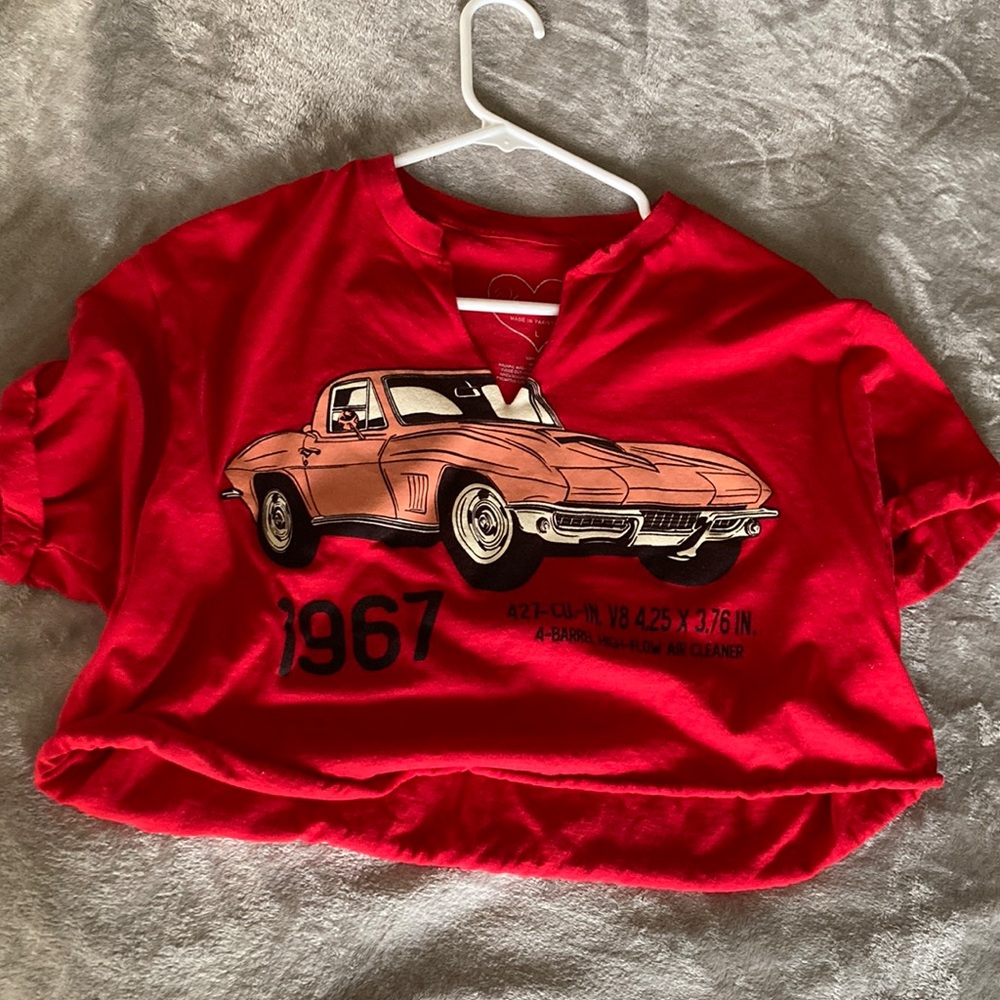 Red car crop top